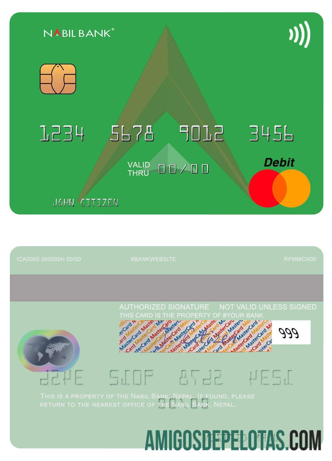 Nepal Nabil Bank Mastercard template